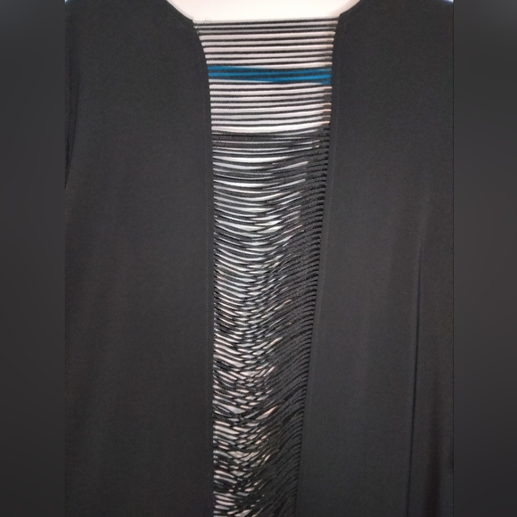 Joseph Ribkoff (Size 18) Black Front & Back Fringe Slits 3/4 Sleeve Tunic Cover - Picture 6 of 10